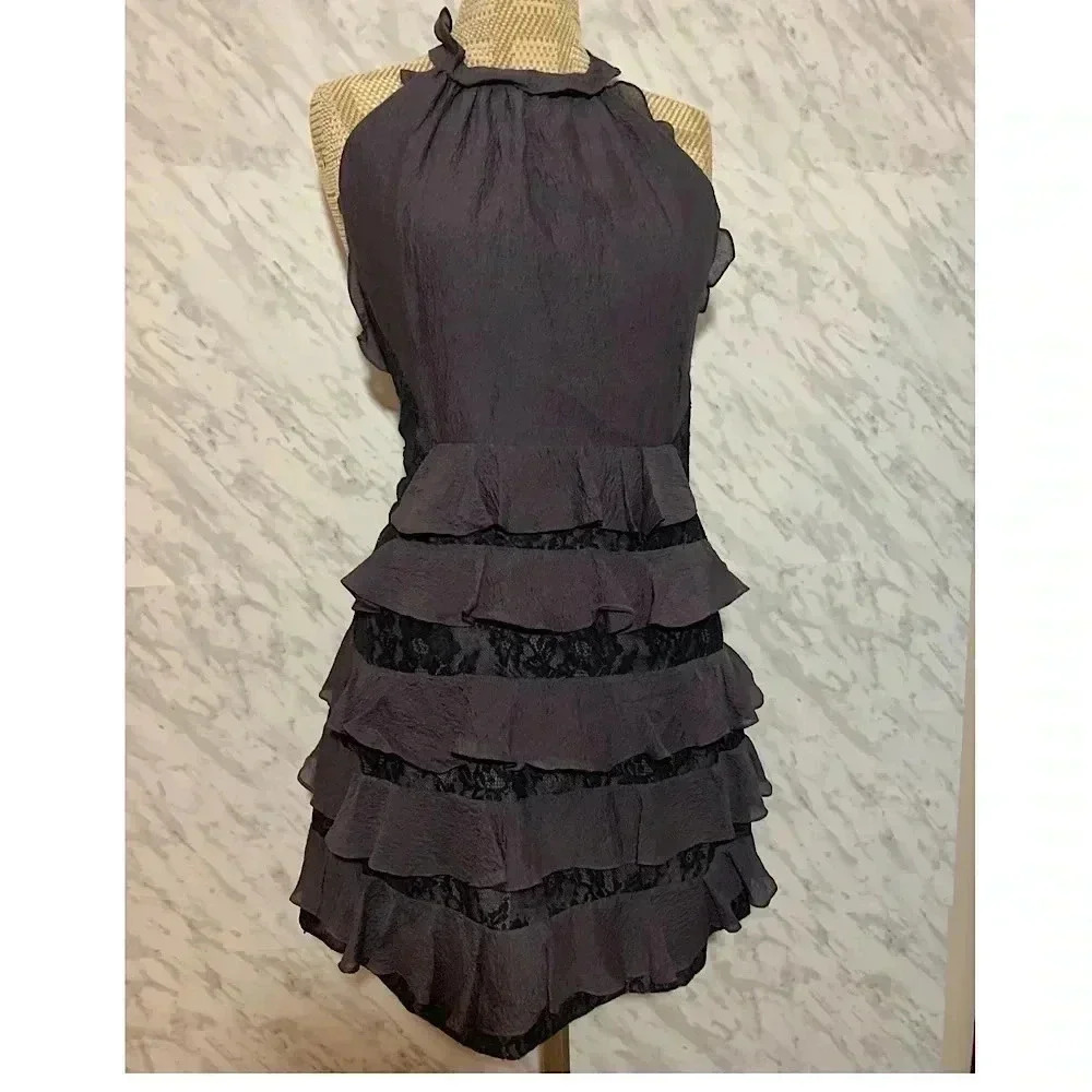 Rebecca Taylor Ruffle Dress Grey Size 4